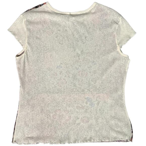 VNT 90s Sheer Flower Graphic Fairy Mesh Short Sleeve Top XL Made in USA B' Time - Picture 7 of 10